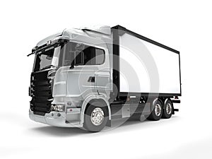 Silver modern heavy transport truck