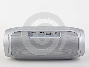 silver modern music boombox portable bluetooth speaker