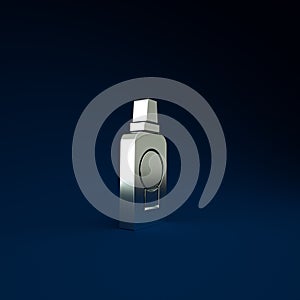 Silver Mouthwash plastic bottle icon isolated on blue background. Liquid for rinsing mouth. Oralcare equipment