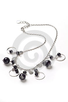 Silver Necklace with black balls