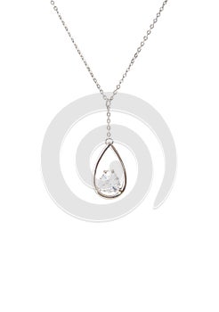 Silver necklace isolated on the white background photo