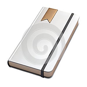 Silver Notebook with Gold Bookmark 3 D Render 3D render