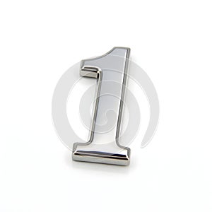Silver number 1 icon isolated on white background photo