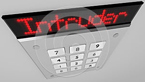 Silver number keypad with a intruder red led display photo