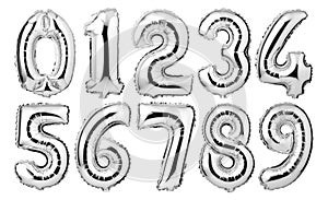 silver numbers balloons