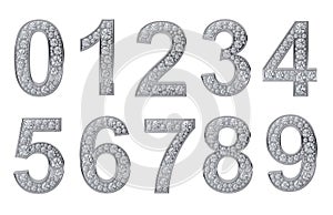 Silver numbers with white diamonds