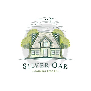Silver Oak Calming Resort Logo Vintage