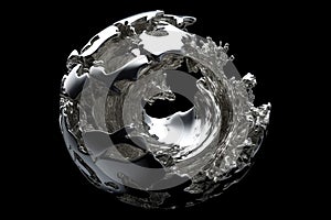 Silver object with tonal fractal debris pattern. Generative AI