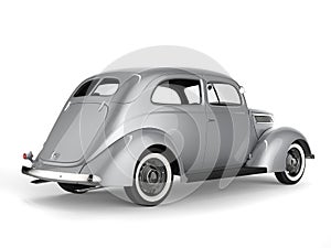 Silver old timer vintage car with white wall tires