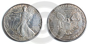 Silver one dollar avers and reverse