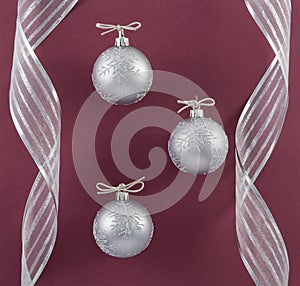 Silver Ornaments and Ribbon
