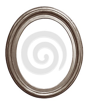 Silver oval frame for paintings, mirrors or photo isolated on white background