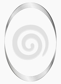 Silver oval metal frame isolated on white. Vector frame for photo