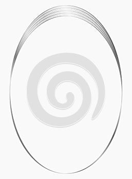 Silver oval metal frame isolated on white. Vector frame for photo