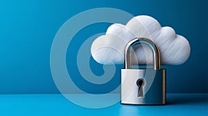 A cloud with a padlock on top of it