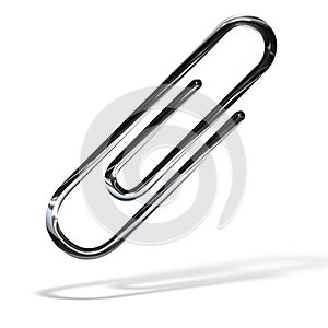 Silver paper clip isolated over white