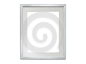 Silver photo frame blank on white background