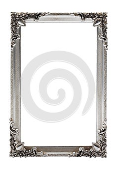 Silver picture frame on white