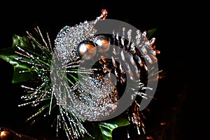 Silver pinecone Christmas decoration