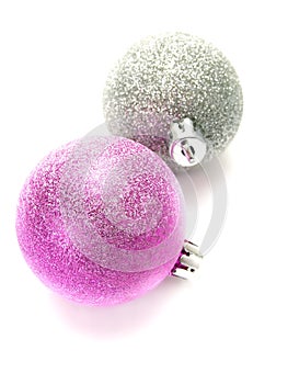 Silver and pink Christmas ornament baubles