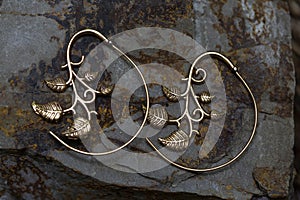 Silver plated brass Indian earrings in spiral shape