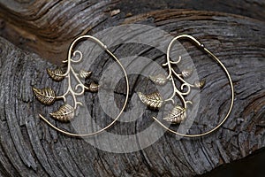 Silver plated brass Indian earrings in spiral shape