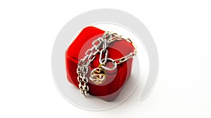 Silver-plated chain with a pendant presented in a luxurious red velvet box, perfect for gifting