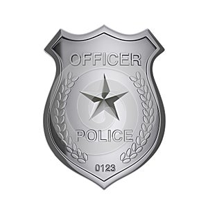 Silver Police Officer Badge. 3d Rendering