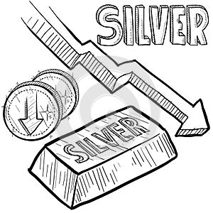 Silver prices decreasing sketch