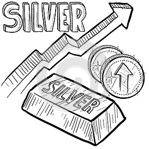 Silver prices increasing sketch