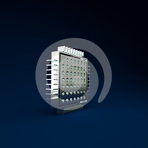 Silver Processor icon isolated on blue background. CPU, central processing unit, microchip, microcircuit, computer