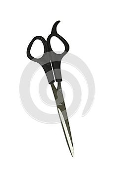 Silver professional scissors for cutting. Isolated object on white background