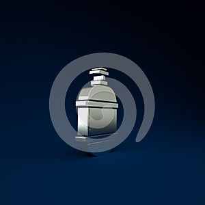 Silver Propane gas tank icon isolated on blue background. Flammable gas tank icon. Minimalism concept. 3d illustration