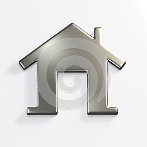 Silver Real Estate House Image. 3D Render Illustration