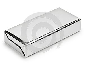Silver rectangular box isolated on white background