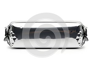 Silver rectangular tray isolated on white background