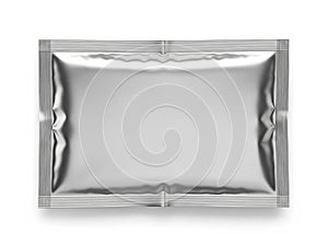 Silver rectangular tray isolated on white background