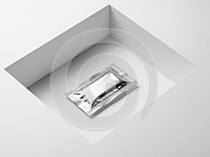 Silver rectangular tray isolated on white background