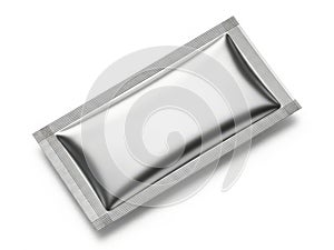 Silver rectangular tray isolated on white background