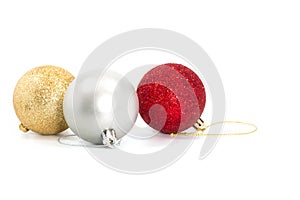 Silver red and gold christmas balls