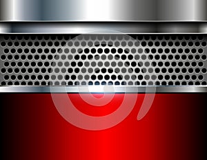 Silver red metal 3D background, lustrous chrome metallic