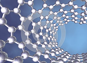 Silver reflective nanotube structure on blue photo