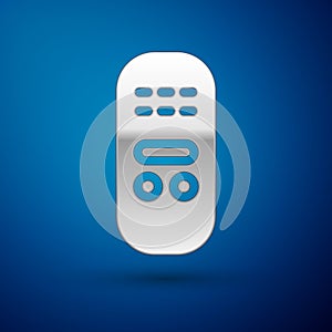 Silver Remote control icon isolated on blue background. Vector