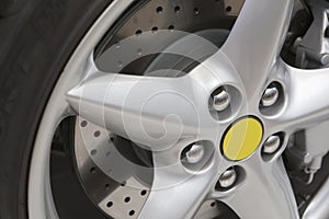 Silver rim with brake disk