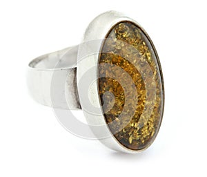 Silver ring with amber