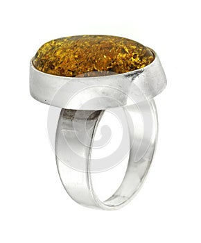 Silver ring with amber