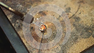 Silver ring annealed by a stream of fire for precision welding a parts