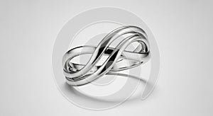 Silver ring featuring an infinity knot design, symbolizing endlessness or unity. The ring