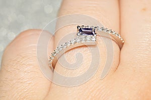 Silver ring with iolite