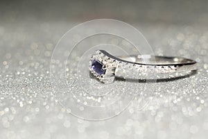 Silver ring with iolite